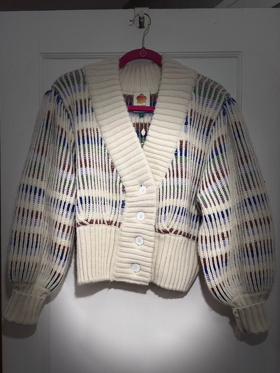 FARM Rio Sweaters - FARM Rio NWT Ivory chunky Knit V-Neck Cardigan Sweater w/ Multicolor Accents
